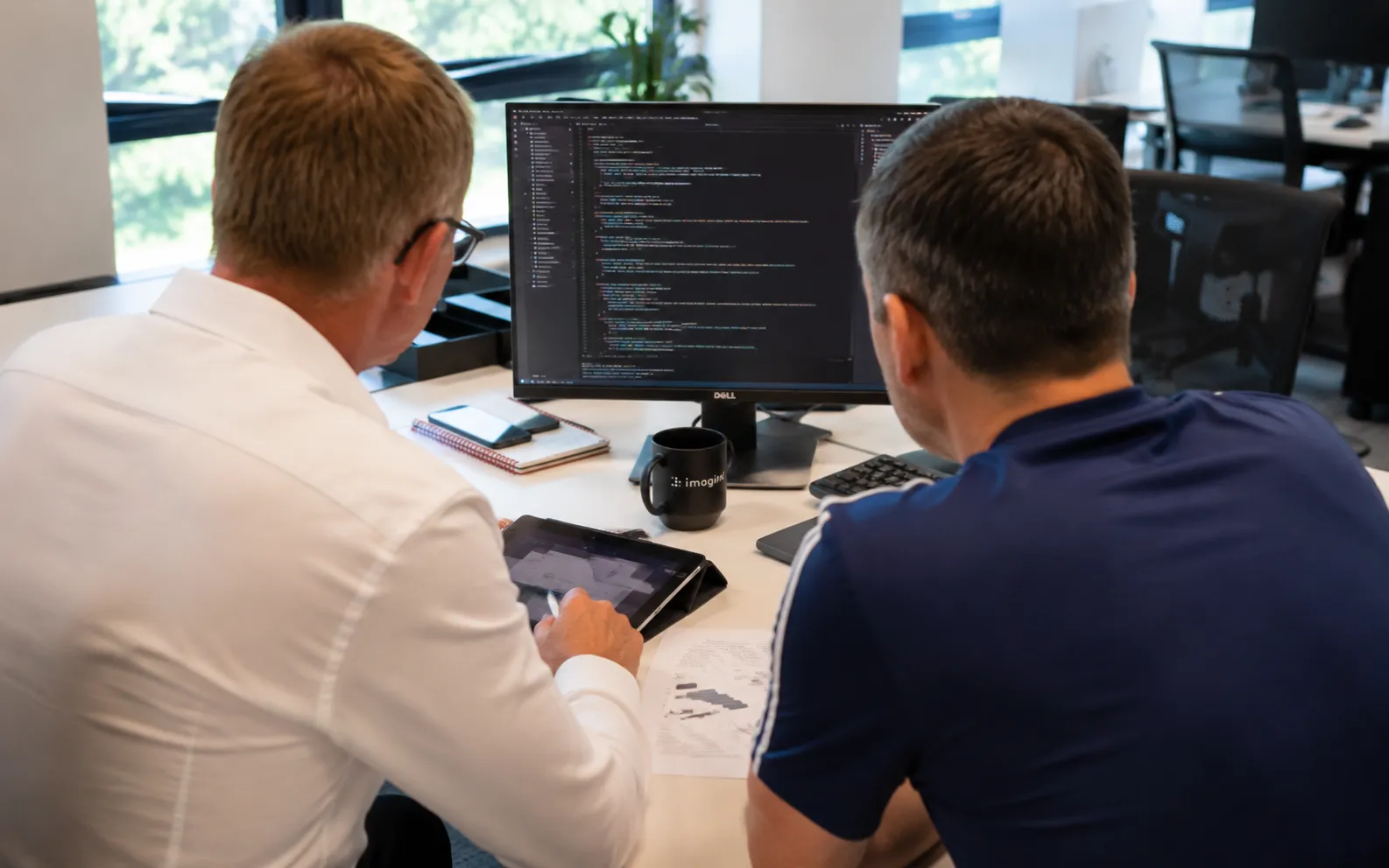 Team working together in an office space